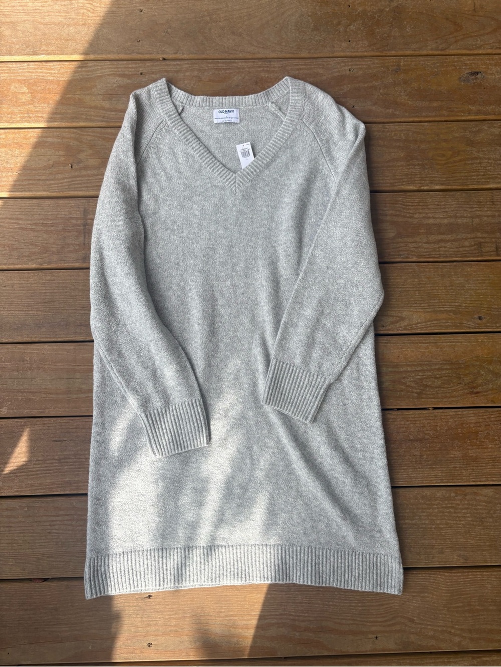 Old Navy Light Gray V-Neck Sweater Dress